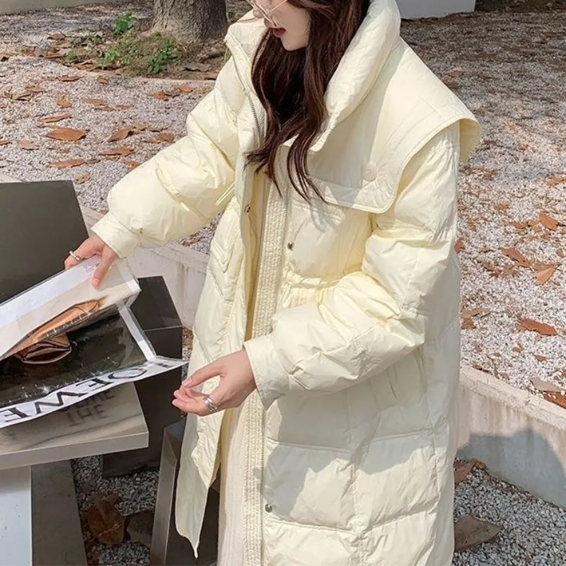 2023 New Women Down Jacket Winter Coat Female Mid Length Version Parkas Loose Thick Warm Outwear Fashion Versatile Overcoat