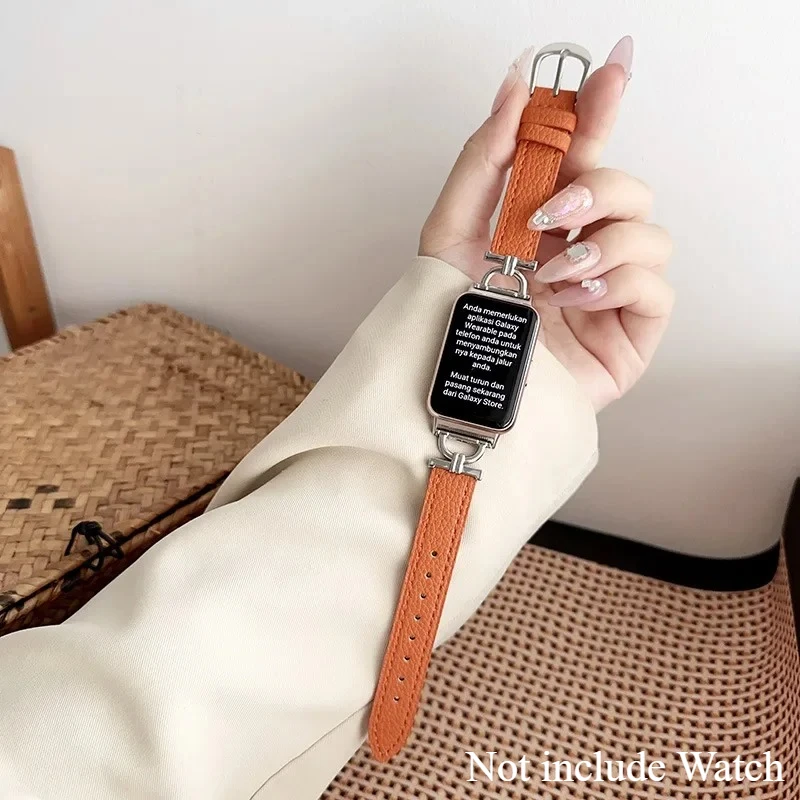 Elegant Metal and Leather Strap for Samsung Galaxy Fit 3 Smartwatch