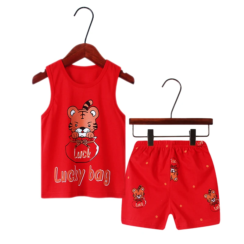 Kids Clothes Girls Child Vest Short 2pcs Cotton Cartoon Clothing Set for Boys 2 4 6 8 10 Years Children Kids Tracksuit Outfit disney clothing sets Clothing Sets