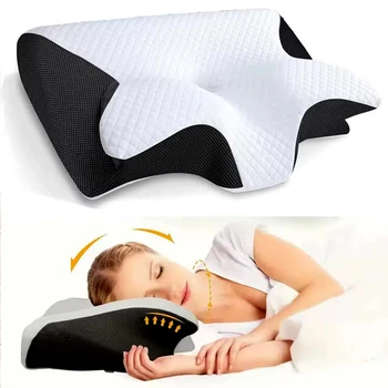 Cuscino per il collo a farfalla per il sonno Cuscino per il sonno in memory foam confortevole a rimbalzo lento Cuscino per il massaggio del collo ortopedico cervicale con memoria 1