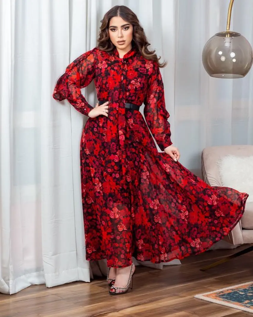 

Muslim Eid Printed Dress Turkey Abaya Isamic Clothing Women Vintage Long Sleeve Vestido Elegant Party Dresses Ramadan Abayas