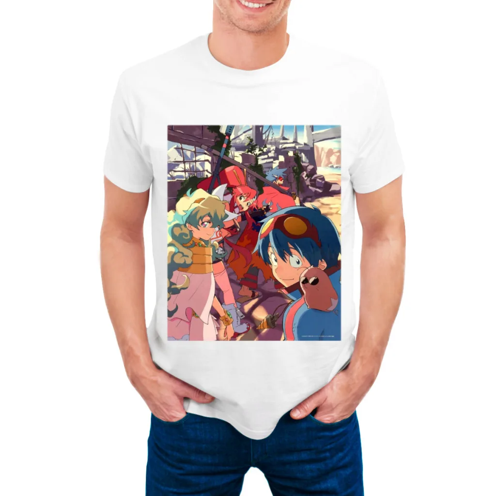 Nueva camiseta de manga corta con cuello redondo de verano para hombre de Tengen Toppa Gurren-Lagann