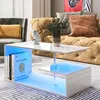 High Gloss Coffee Table with LED Lights Open Shelf Smart APP Control S Shaped Modern Sofa Side End Table for Living Room 1