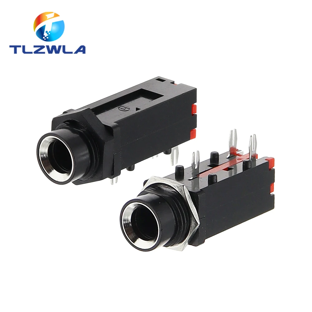TLZWLA audio jack socket PJ309, 6.35 mm, 3 pin stereo, microphone audio socket, welding line connector for microphone