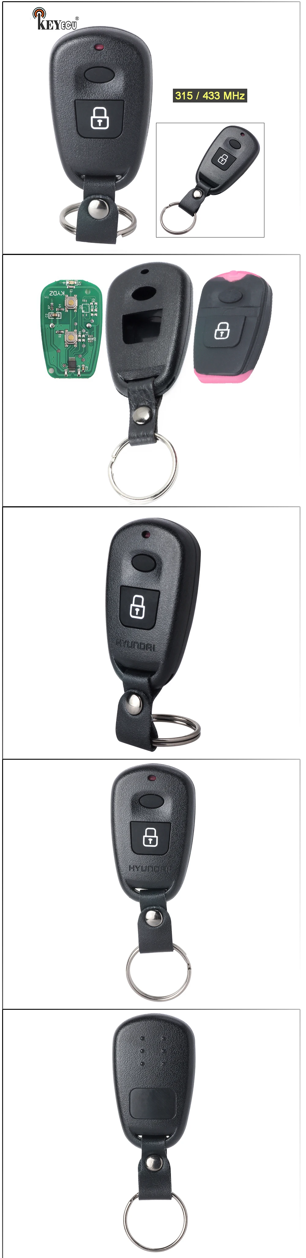 Keyforkess 315MHz / 433MHz di Ricambio 2 Tasto Chiave A Distanza di Chiave Auto Chiave A Distanza Fob per Hyundai Elantra Elantra Vecchio santa Fe - S1c32e1b588794d538fdbf88be7e9ff80r