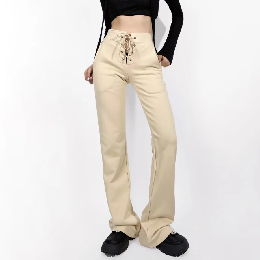 2023 Autumn Drawstring Cross Lacing up Bow Waist Sweatpants Sexy 