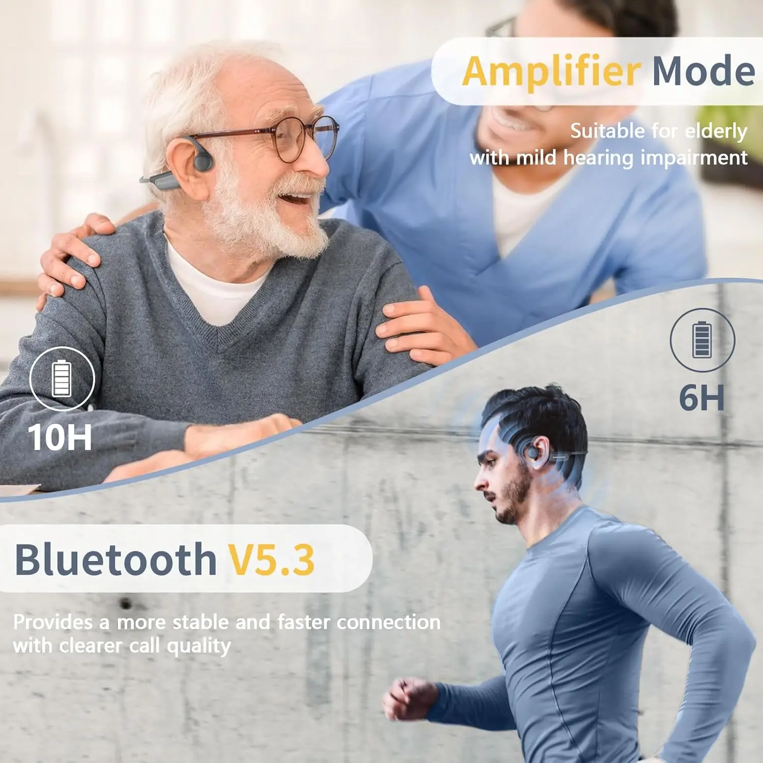 Newest Hearing Aids for Deafness Bone Conduction Hearing Aid for Elderly Children Deafness Earbuds Wireless Bluetooth Headset 3