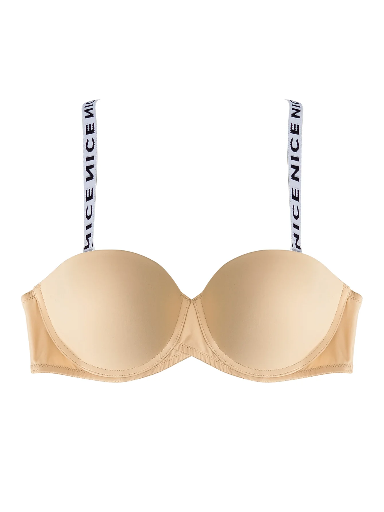 

CYHWR Women's Solid Color Beige Detachable Shoulder Strap Push Up Bra Letter Straps Anti Slip Underwear