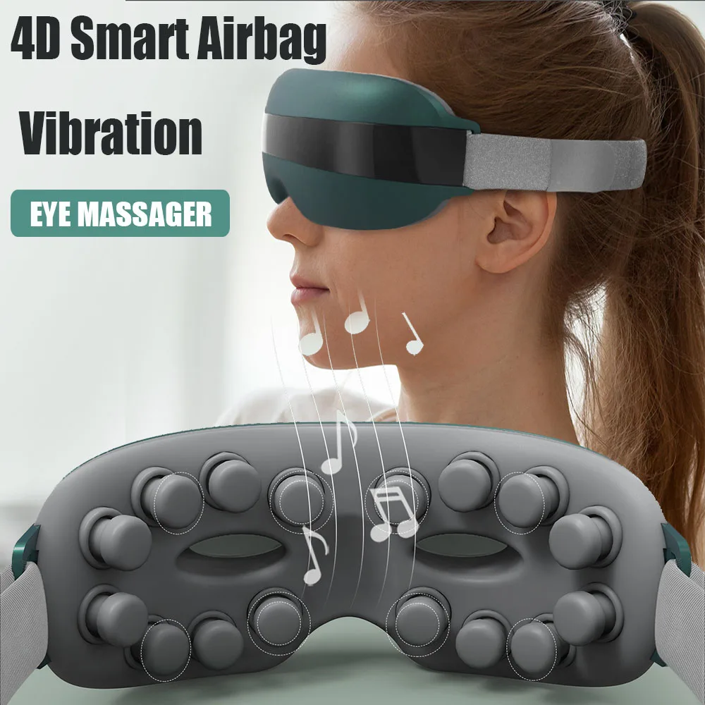 

Умный Вибрационный массажер для глаз с подушкой безопасности 4D, инструмент для ухода за глазами, Bluetooth, музыка, снятие усталости глаз, темных кругов, очки для сна