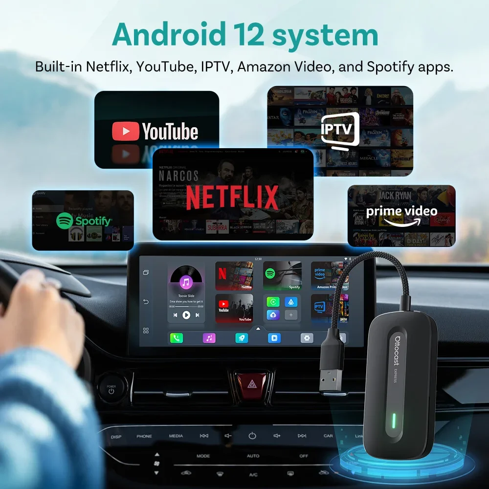 Ottocast Play2Video Pro Ai Box Wireless CarPlay Android Auto Adapter Built in Youtube Netflix IPTV for Car with Wired Carplay