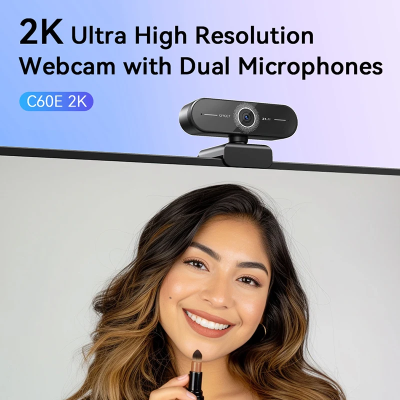 삼각대 스트리밍 웹 카메라 포함 웹캠 2K, 1440P EMEET, 듀얼 마이크 포함, 풀 HD USB PC 카메라, 컴퓨터 노트북용 라이브 스트리밍