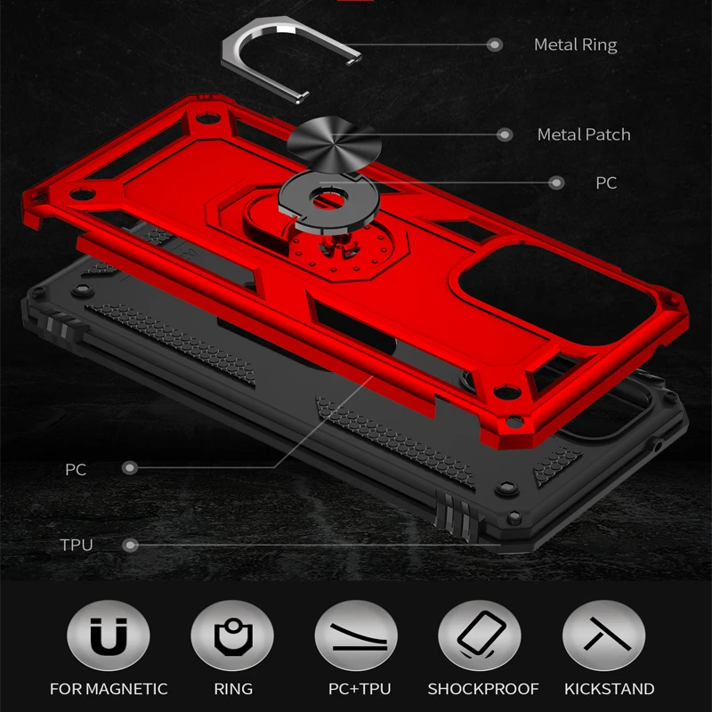 Durable Shockproof Armor Metal Ring Phone Case Cover