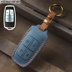 Luxurious Leather Car Key Cover with 8 - Button Design - Premium Auto Accessory (Blue)