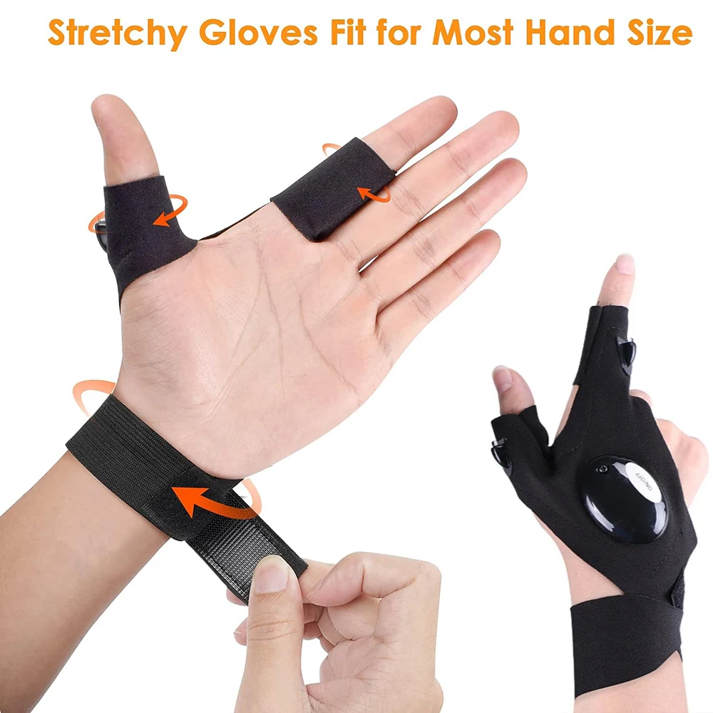 Lue's House New LED Finger Flashlight Outdoor Fishing Gloves Torch Fingerless Glove Light for Camping Hiking Working Survival Rescue Lights - Image 5
