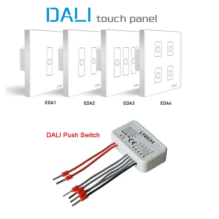 

86 style wall Switch dimming Controller 1CH 2CH 3CH 4CH DALI Touch Panel DALI Double Group Push Switch for LED Lamp