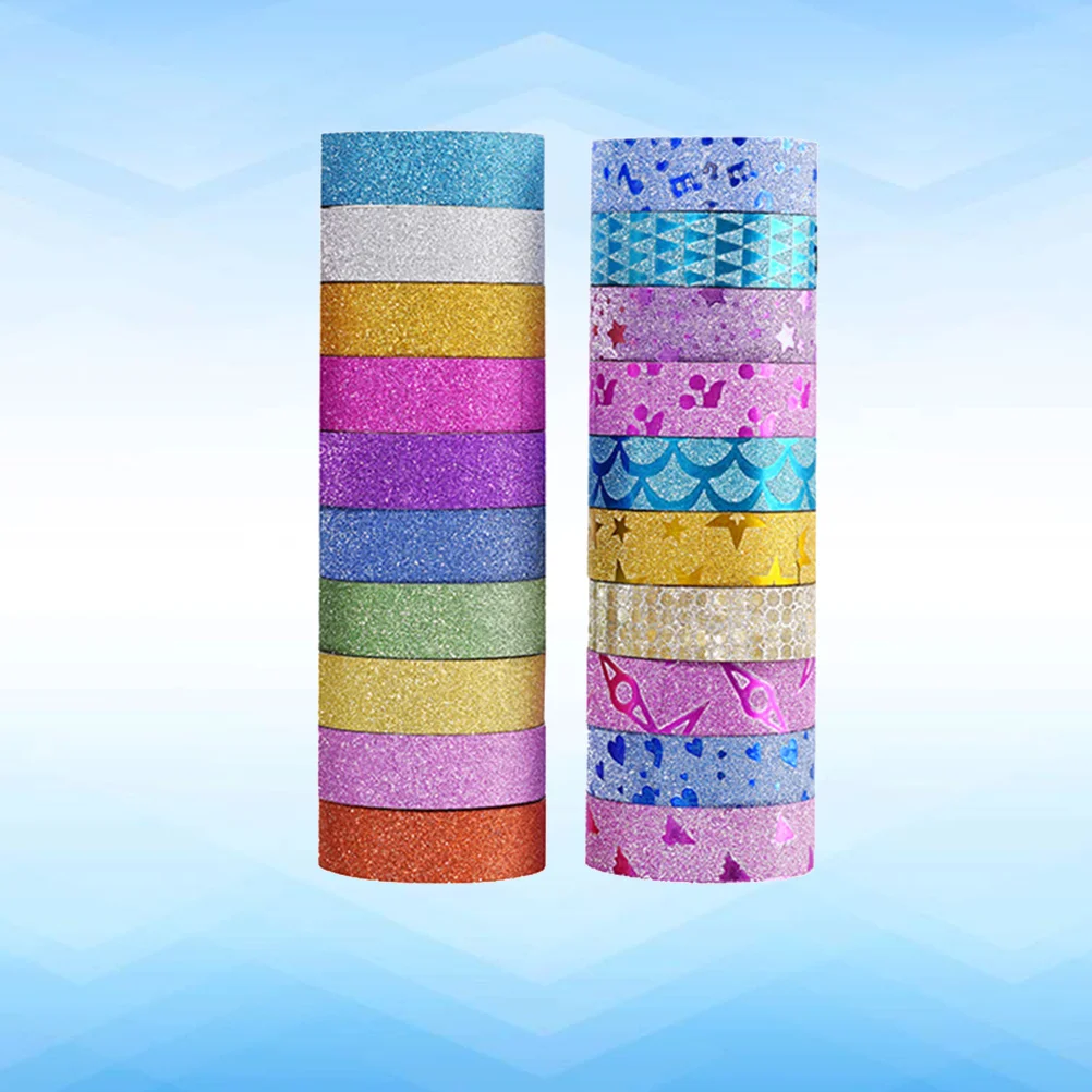 

20 Rolls Stickers Glitter Tape Paper Tapes Adhesive Scrapbook M DIY Label Craft Child