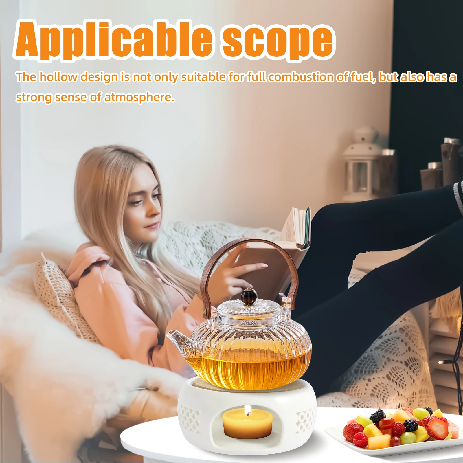 Teapot Warmers Ceramic Teapot Warmer Holder Base Hollow Ceramic Teapot Heater Base Practical Tea Coffee Water Warmer Candle Heating Holder
