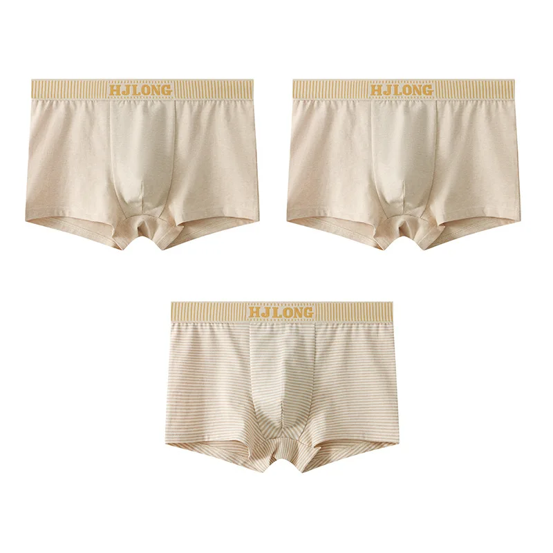Men's underwear striped cotton simple flat corner pants 3PCS
