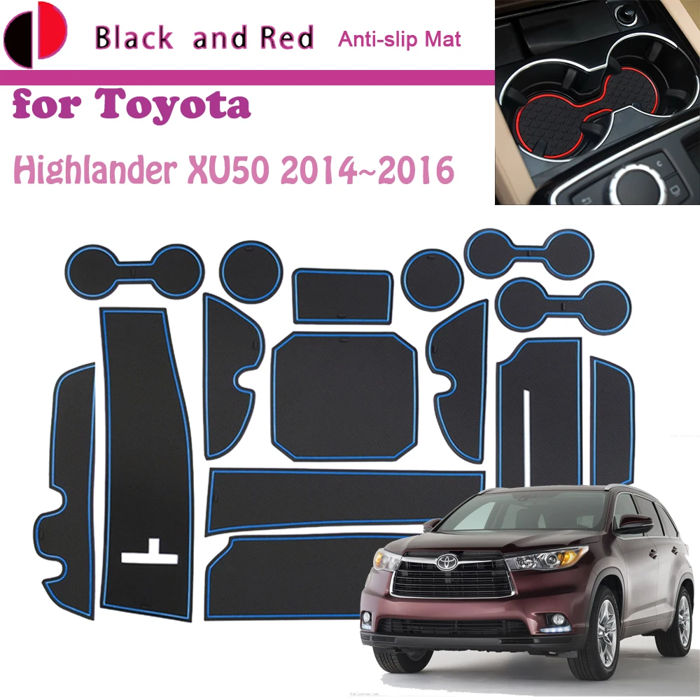 

Rubber Mat Door Groove for Toyota Kluger Highlander LE XU50 GSU55 2014~2016 Cup Cushion Gate Storage Slot Coaster Dust-proof Rug
