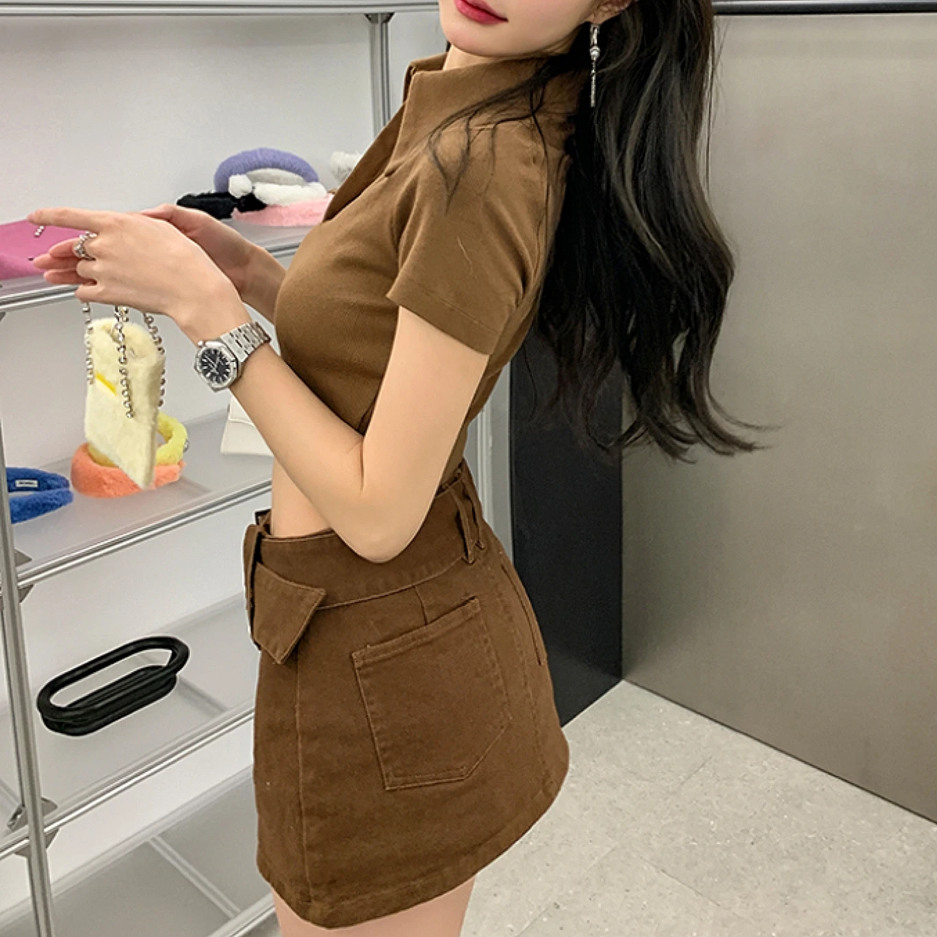 Summer Vintage Women's Mini Skirt Cargo Skirt Y2K Low Waist Button Skinny Jeans Skirt Athleisure Flared Female Skirt