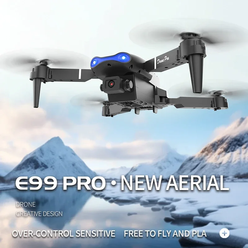 E99Pro Foldable RC Helicopter 4K 5G WIFI FPV Kids Gift Toys with Professional Wide Angle Dual HD Camera for Aerial Photography