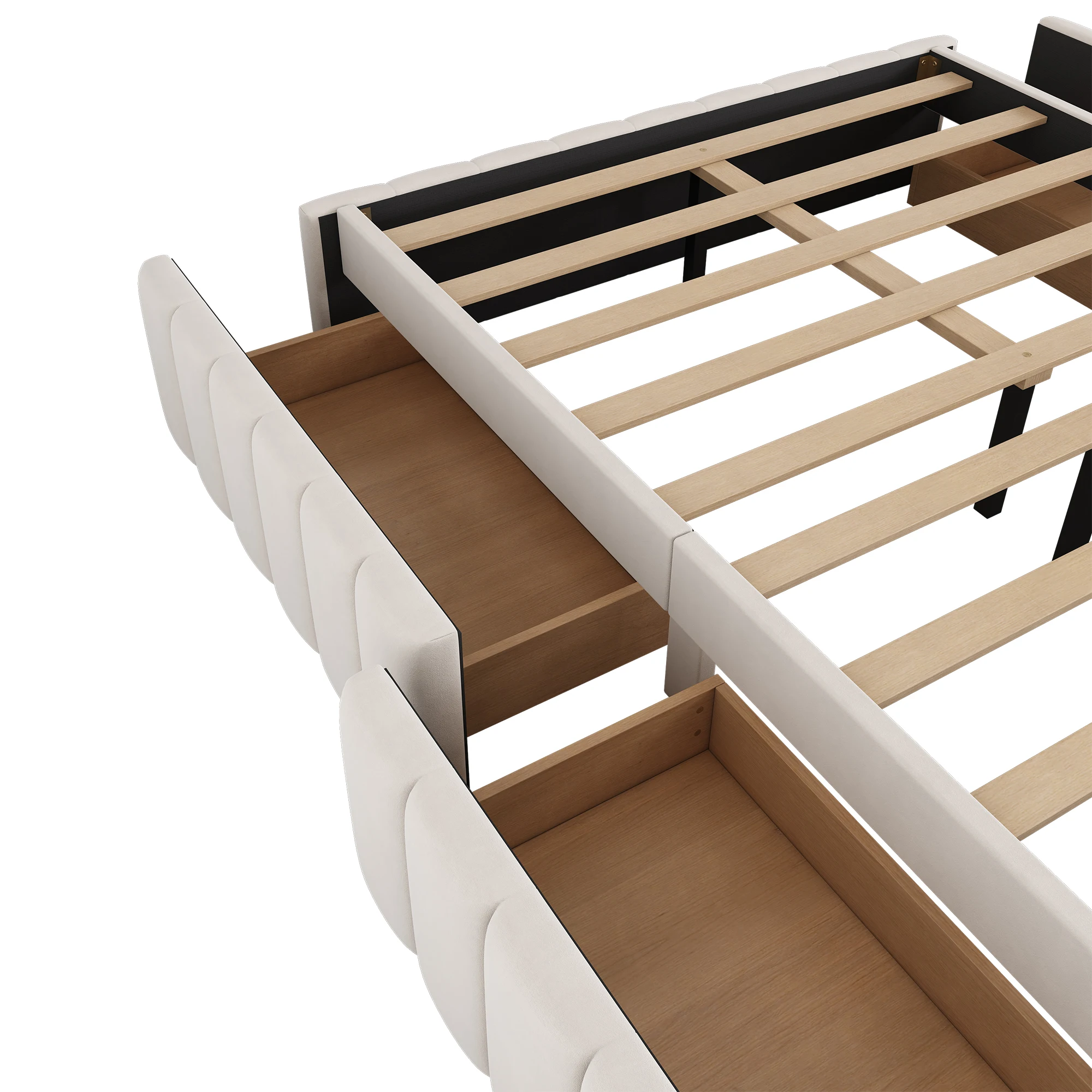 Polsterbett 140 x 200 cm, Bettgestell, Einzelbett, Doppelbett, Designerbett mit Lattenrost (ohne Matratze), Bettgestell – Detail 14