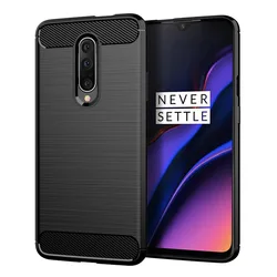 Premium Carbon Fiber Shockproof Silicone Phone Case with Full-Body Protection - Sleek and Durable Back Cover for Oneplus 7 Pro (Black)