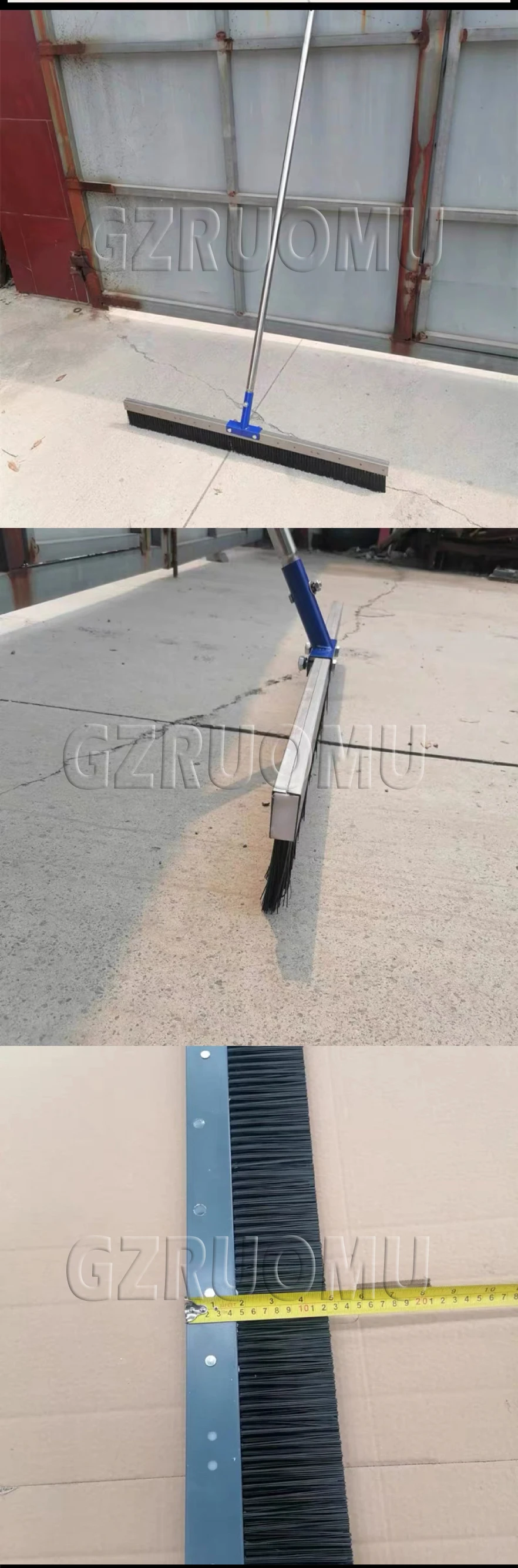 Concrete Broom Single Row Bristles Versatile Construction Site Tool Wall Paint B