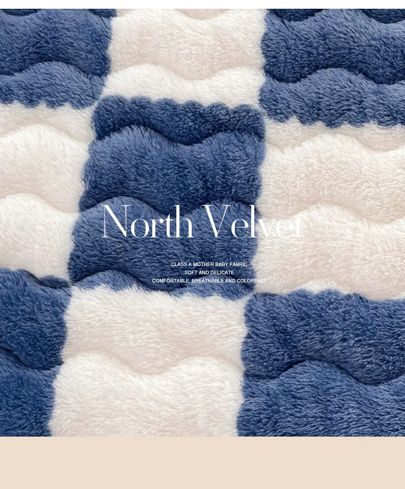 S1c34279beebd43c1a2a9a7b69f3af9efz Soft Warm Plush Mattress Protector Cover Winter Couple 2 People Black White Plaid Elastic Fitted Sheet Bed Protection Pad Mallzona