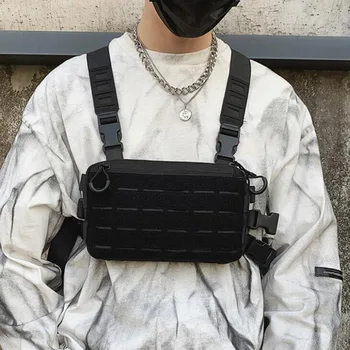 Borsa tattica per petto streetwear Gilet unisex Marsupi a tracolla stile hip-hop Confezione per telefono Borsa per petto funzionale in tessuto Oxford