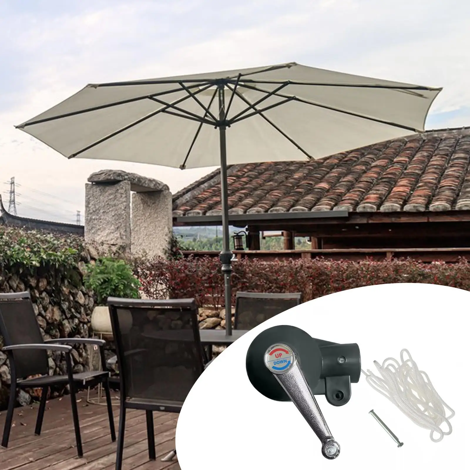 Parasol Hand Crank Replacement Sturdy Patio Umbrella Crank Handle Sunshade Attachment for Lawn Courtyard Picnic Party Pool
