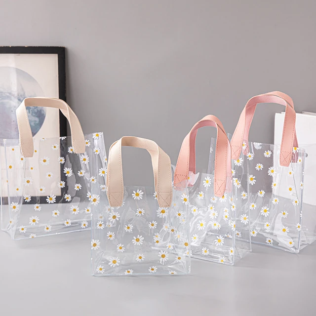 1PC Transparent Pvc Gift Tote Packaging Bag Clear Daisy Plastic Handbag  Candy Gift Box Wedding Favor Party Supplies Cosmetic Bag - AliExpress