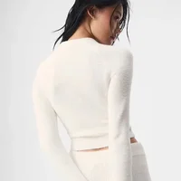 AI Autumn and Winter New Women's Plush Slim-fit Long-sleeved Knitted Sweater Wide-leg Pants Sports Suit Casual Pants 1