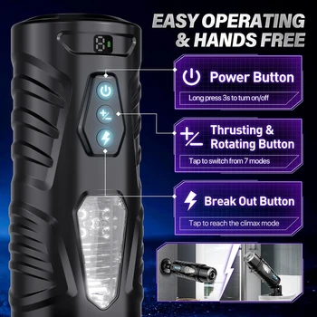 Automatic Male Masturbators  Sex Toys  for Men 7 Thrusting & 7 Rotating Modes Hands Free Pocket Pussy Sex Toys for Men