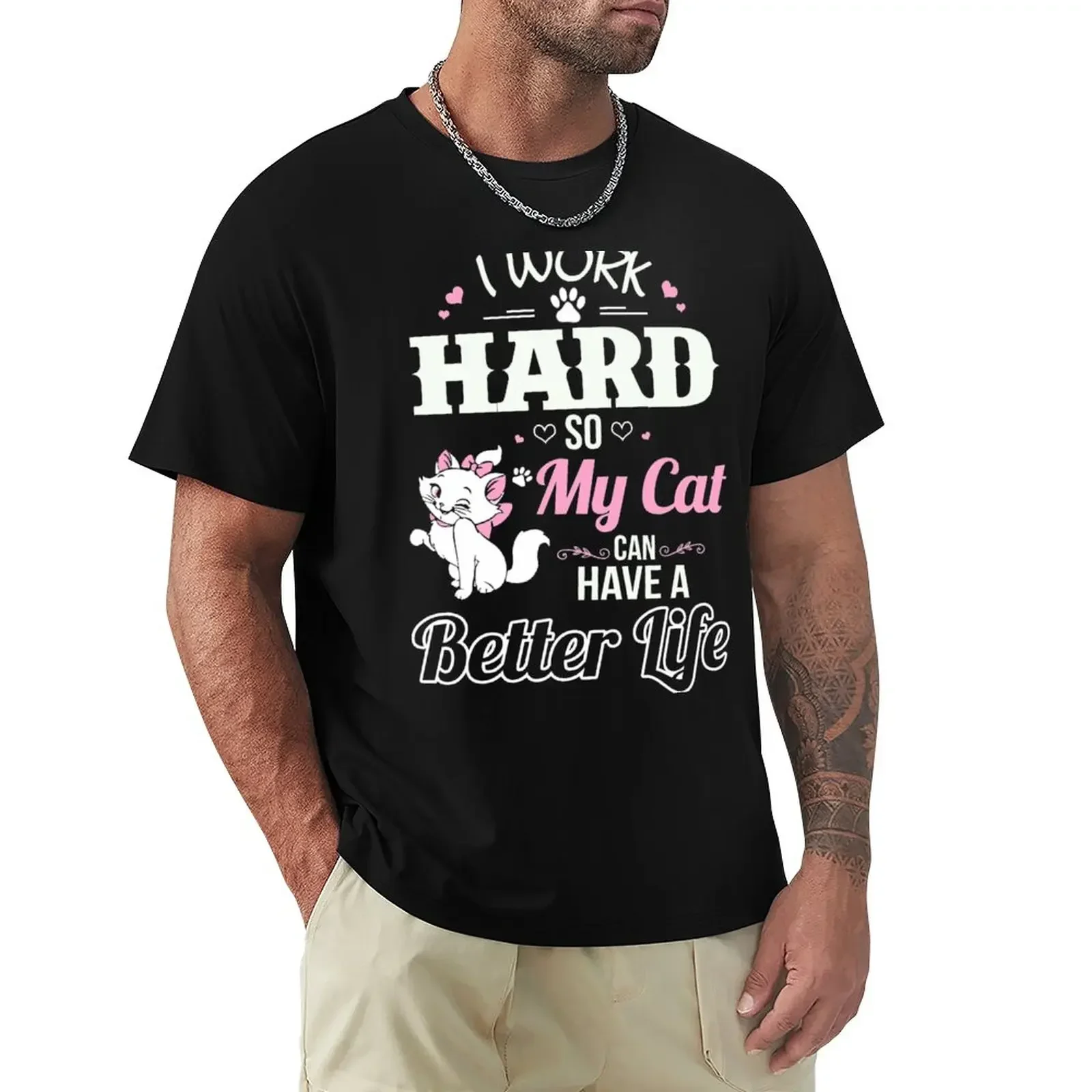 

CAT T-Shirt summer tops aesthetic clothes T-shirts for men cotton anime summer tops men clothings