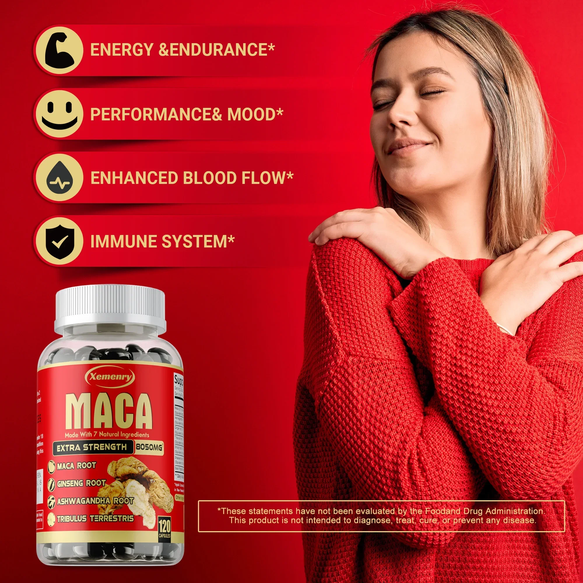 Maca Root Capsules-with Ginseng & Ashwagandha to Support Energy Endurance and Performance Muscle Mass Improve maca root capsules
