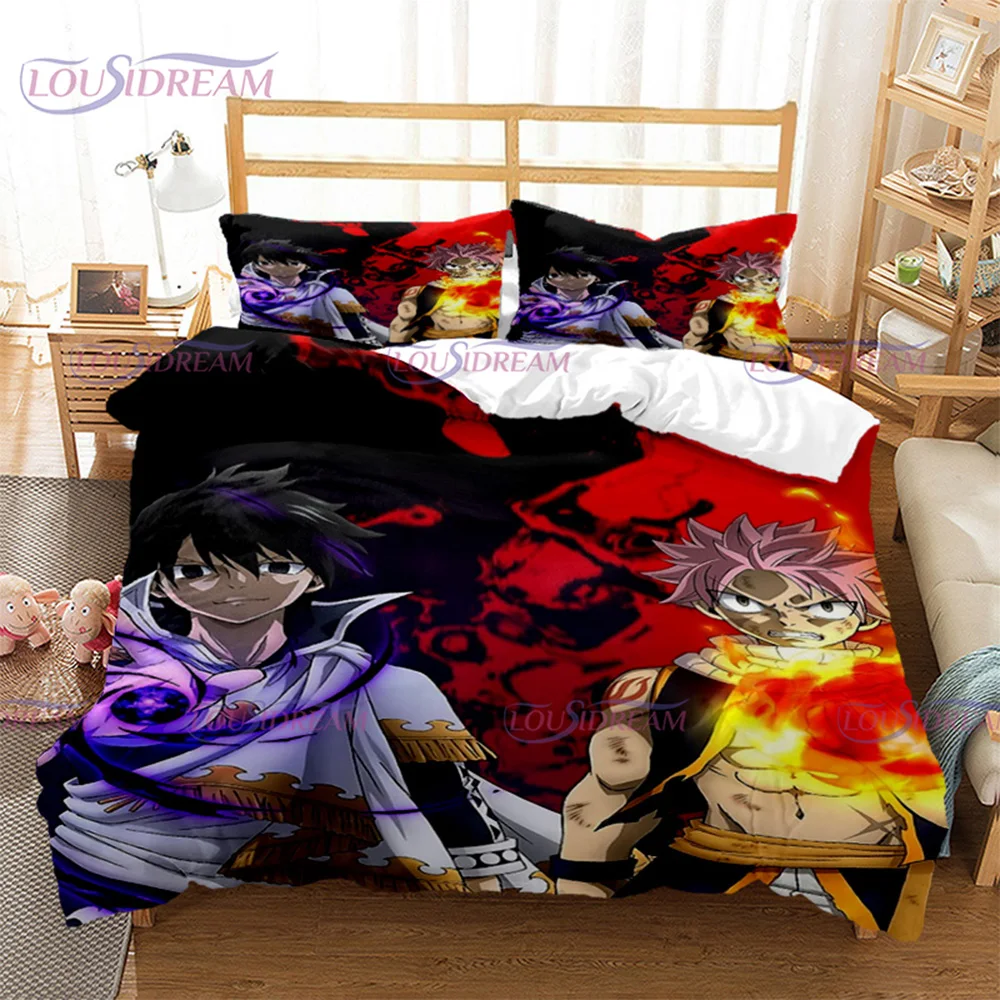 

Fairy Tail Anime Printed Cover Set Bedding Set Cute Cat Duvet Cover Infantil Bedclothes Single Double Queen King Size Custom