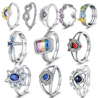 Summer 2024 New 925 Silver Rainbow Stone Cherry Blossom Ring Fashion Jewelry Anniversary Gift For Women 1