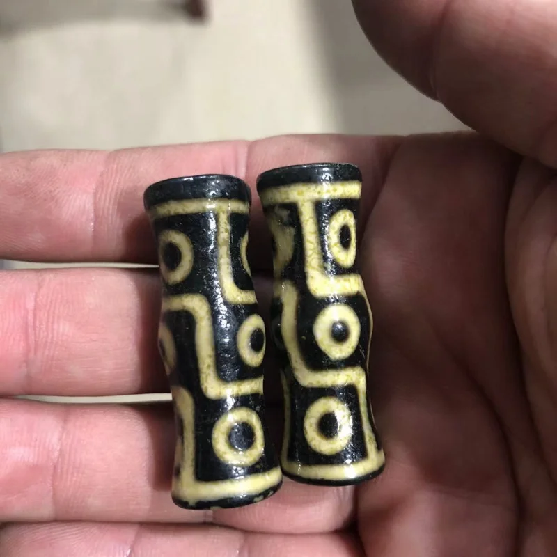 

Teeth Yellow Bamboo Section Nine Eyes Diy Ornament Necklace Pendant Ornament Dzi Agate