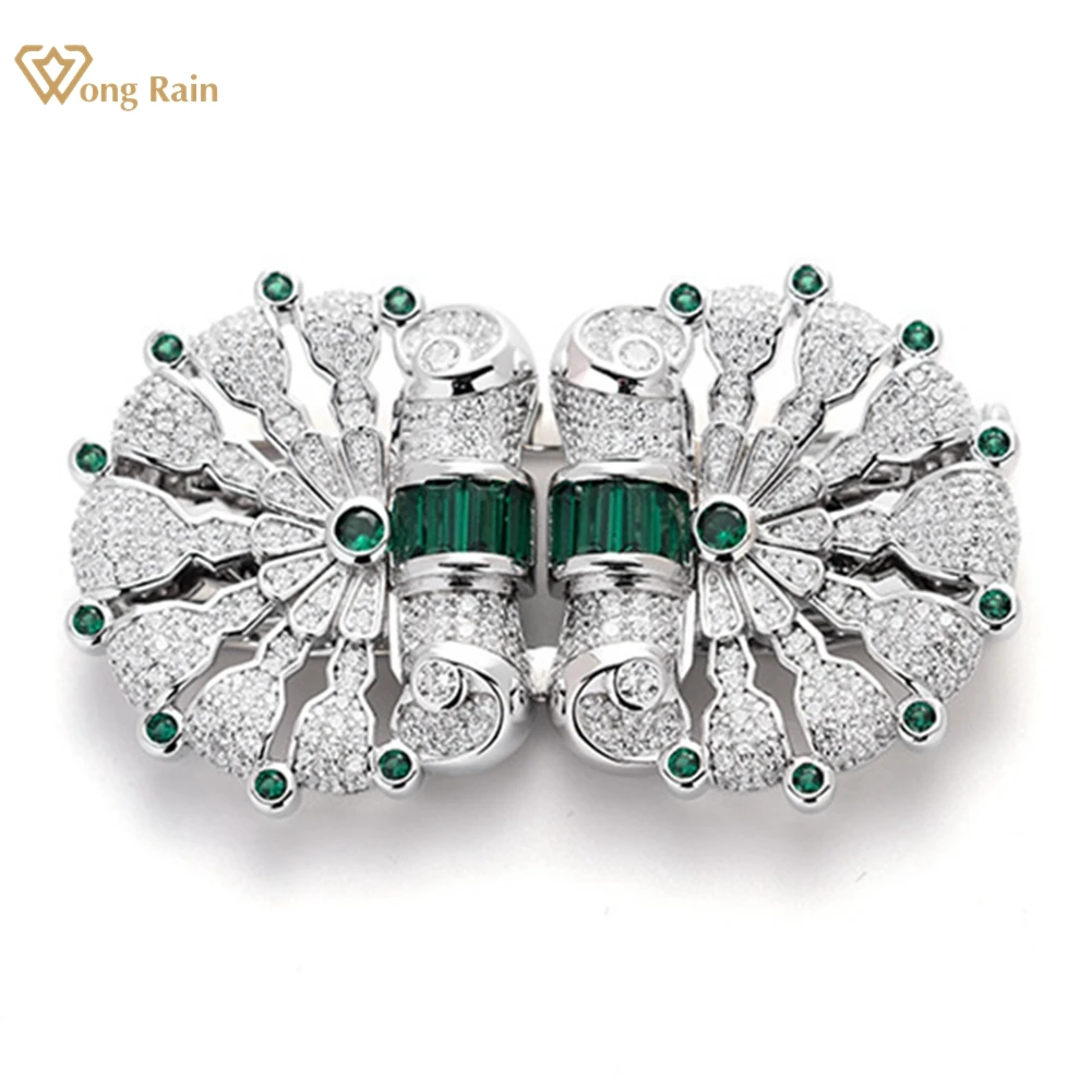 

Wong Rain Vintage 100% 925 Sterling Sliver Emerald High Carbon Diamond Gems Women Brooch Brooches Fine Jewelry Anniversary Gifts