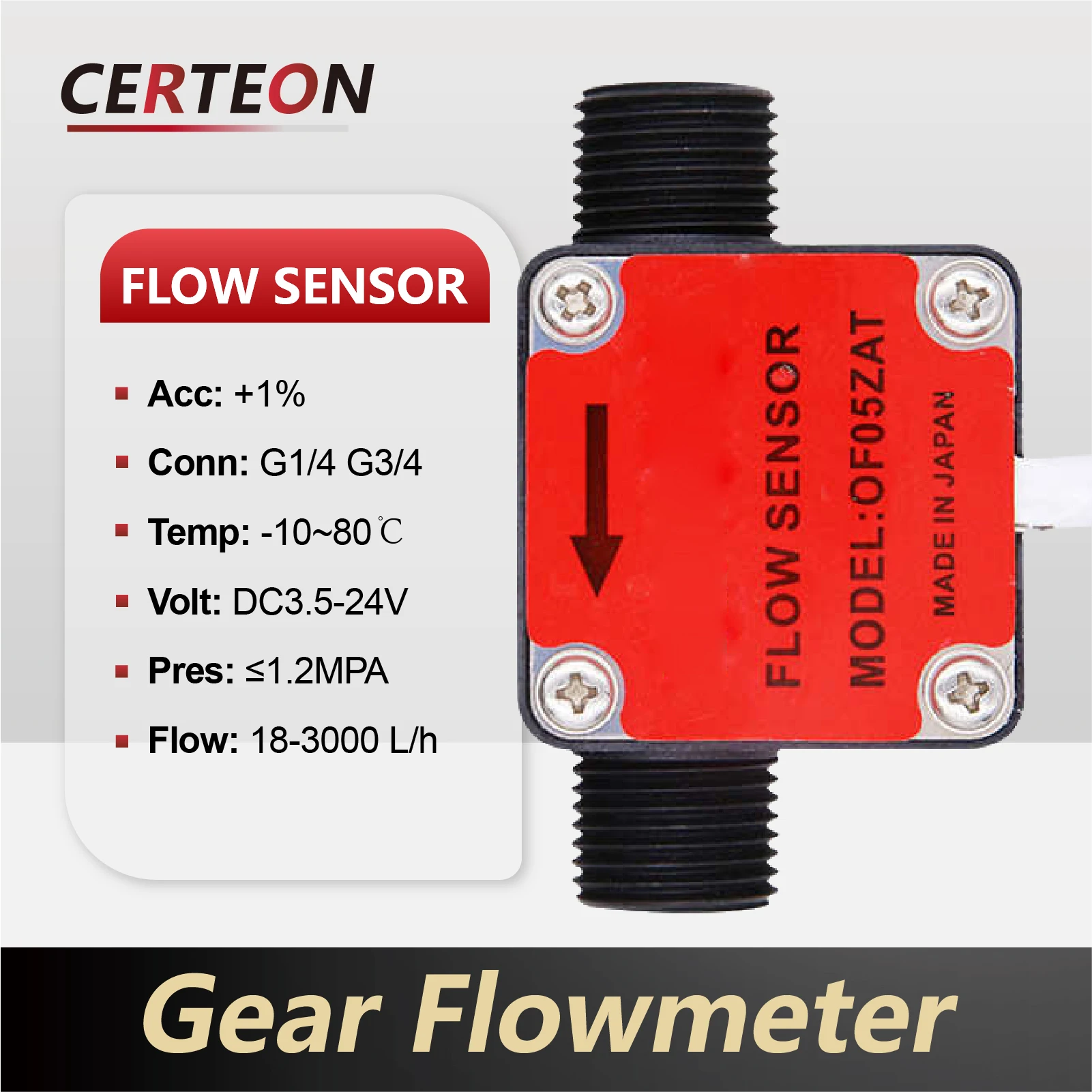 เซ็นเซอร์วัดการไหลของของเหลว 1/4" 3/8" 1/2" 3/4" แบบฮอลล์เอฟเฟกต์ ความแม่นยำสูง เอาต์พุตพัลส์ 3.5–24VDC สำหรับน้ำ นม น้ำมัน ผงซักฟอก 1