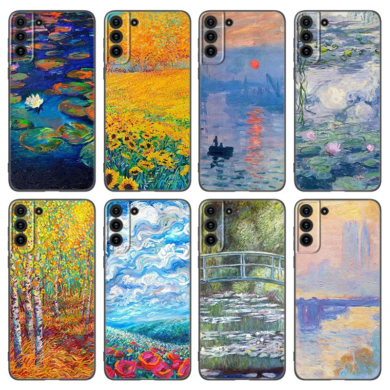Custodia Per Telefono Con Pittura A Olio Claude Monet Per Samsung Galaxy S23 S22 S21 S20 Ultra Fe S10E S10 Lite S9 S8 Plus S7 S6 Edge Cover Nera