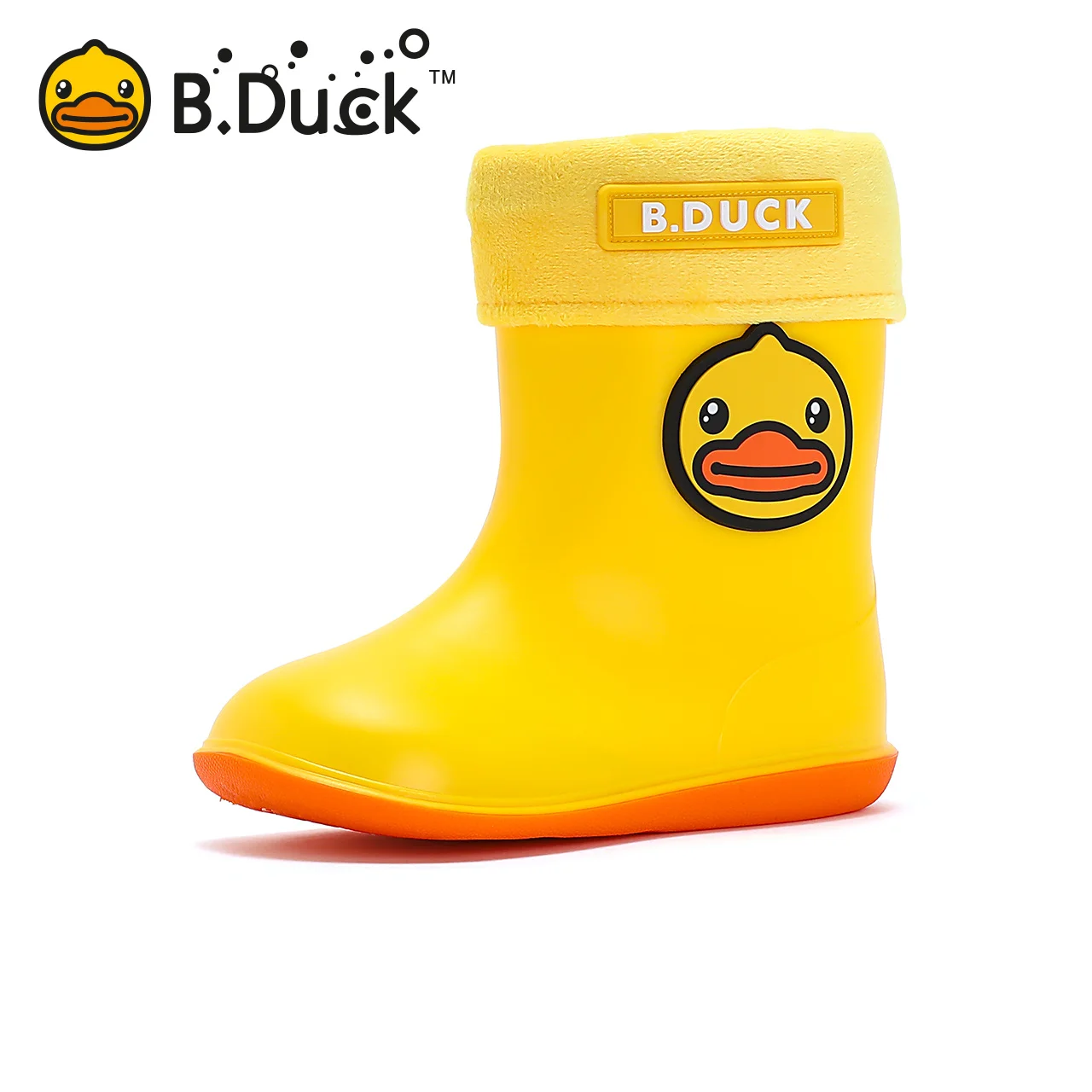 B.Duck Children'S Shoes Children'S Rain Boots Plus Velvet Warm Cotton Cover Detachable Boys And Girls Baby Rain Boots Students