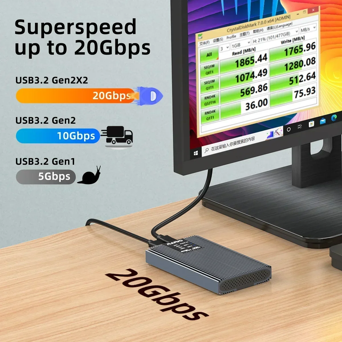 MAIWO 듀얼 베이 하드 드라이브 SSD 인클로저 M.2 NVMe SSD용 도구 없이 오프라인 클로너 USB C 3.2 Gen2 20Gbps 어댑터 도킹 스테이션