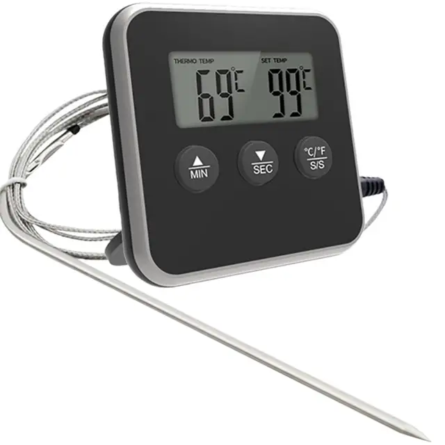 Mini Konyha Digitális Főzés Hőmérő Húgyelelmiszer -Hőmérséklet Sütő Bbq Grill Időzítő Funkció Rozsdamentes Acél Szondával - Image 4