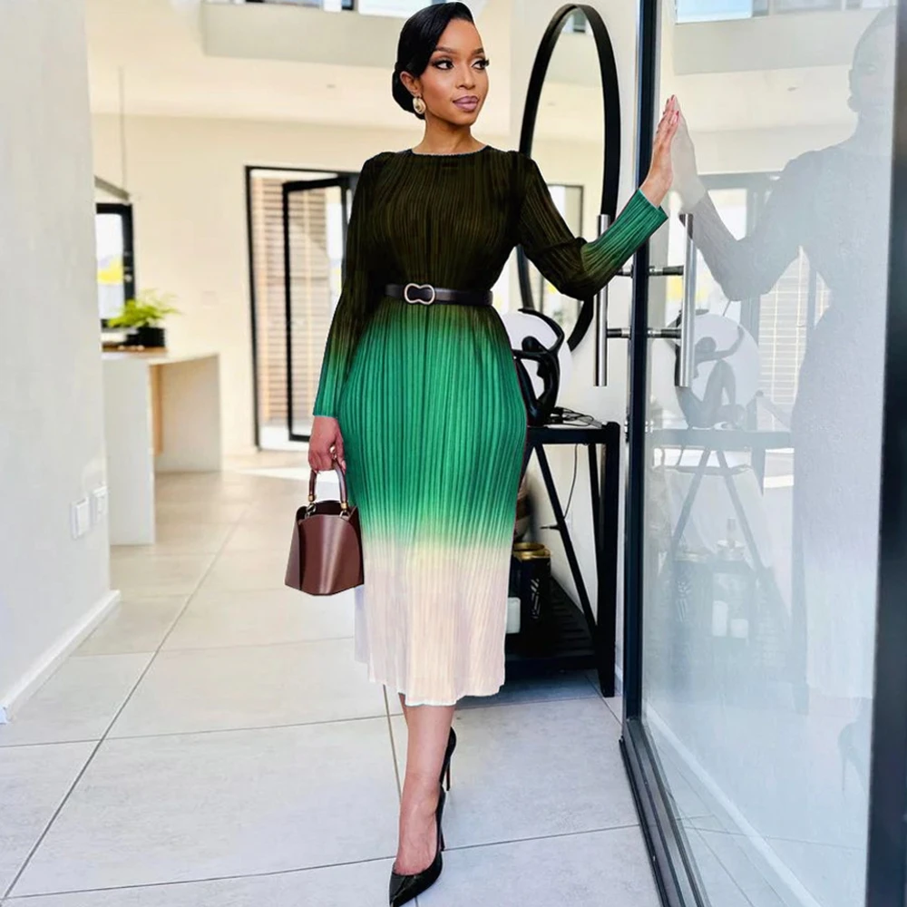 

No Belt Autumn Winter African Dresses For Women Elegant 2023 Dashiki Midi Dress Ladies Traditional African Clothing Fairy Dreaes