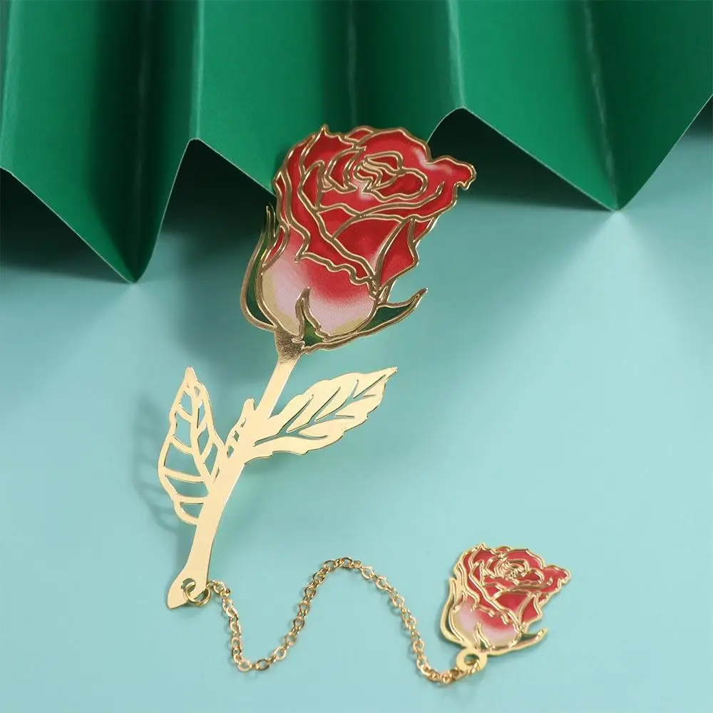 Stationery Pendant Metal Bookmark Roses Lotus Leaf Lotus Leaf Book Mark Dragonfly Rose Bookmark Reading