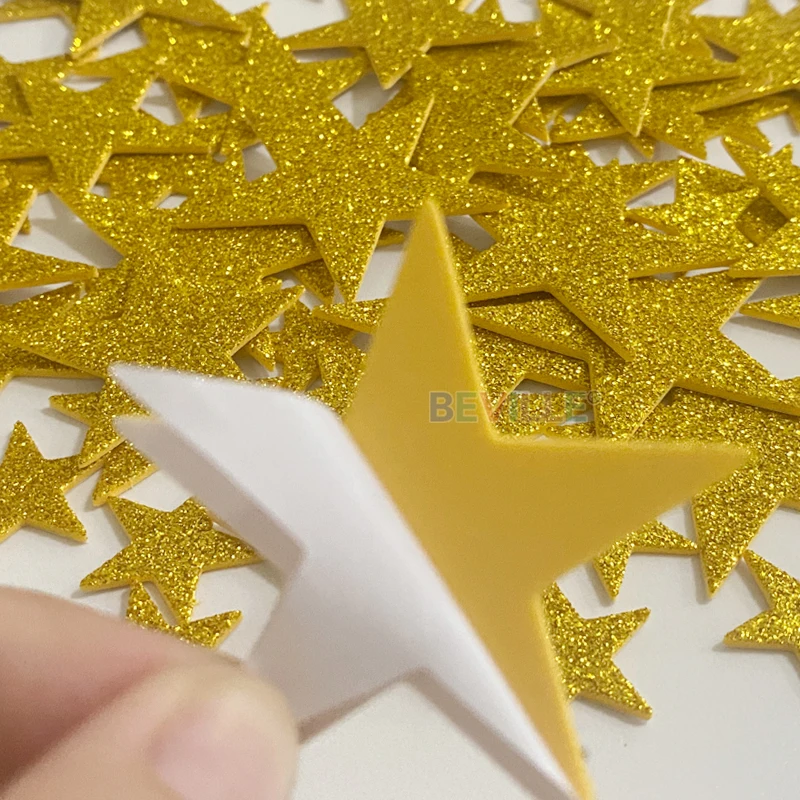 45pcs Glitter Foam Stickers Self-Adhesive Star EVA Stickers Children  Educational DIY Toys Birthday Graduation Party Decor