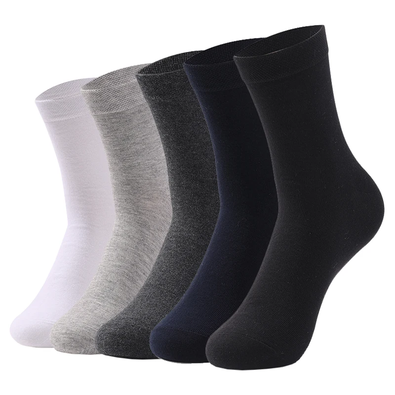 5 Pairs Pure Color High Quality Women and Men Cotton Socks Soft Breathable Antibacterial Black Business Men Socks