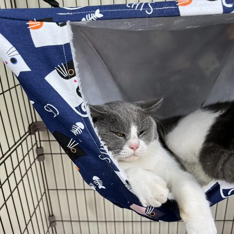 Pet Cage Hammock Cat Hammock Double Layer Cage Cat Window Perches Pet Bed Soft Bed Swing Soft Plush Hung